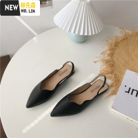 林先森网红凉鞋女2021夏季新款百搭韩版时尚尖头仙女风复古平底罗马鞋潮凉鞋