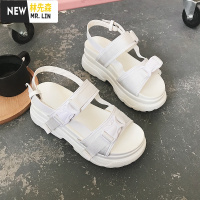 林先森2021夏季新款松糕鞋女厚底学生凉鞋休闲港味chic增高罗马鞋凉鞋