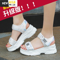 林先森网红炫彩魔术贴运动凉鞋女2021年夏季新款休闲百搭厚底防滑沙滩鞋凉鞋