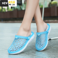 林先森包头洞洞鞋女软底花园沙滩鞋果冻凉鞋平跟防滑海边度假厚底凉拖鞋凉鞋