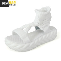 林先森凉鞋女2021新款夏季韩版学生百搭运动风毛线罗马女鞋厚底松糕鞋潮凉鞋