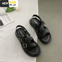 林先森原宿风松糕厚底运动凉鞋女ins潮2021新款夏时尚网红平底鞋凉鞋