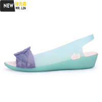 林先森2021年新款凉鞋女夏季坡跟妈妈软底果冻鞋防水沙滩鞋水晶塑料凉鞋凉鞋