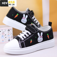 林先森8-9-11-13-15岁女童板鞋春夏款学生女鞋中大童运动鞋魔术贴帆布鞋帆布鞋