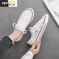 林先森夏季薄款透气网面帆布鞋女鞋2021年新款镂空布鞋网鞋小黑鞋球鞋子帆布鞋