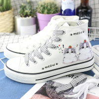 林先森高帮帆布鞋女鞋2021新款春夏韩版复古小白鞋百搭学生运动鞋板鞋女帆布鞋