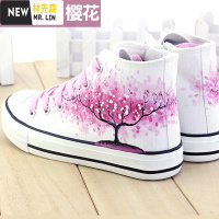 林先森爆改鸳鸯鞋女中国风汉服百搭手绘鞋2020新款男女鞋高帮帆布小白鞋帆布鞋