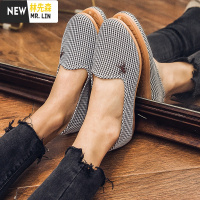 林先森中老年单鞋女春季妈妈平底帆布鞋一脚蹬防滑软底老北京布鞋女2019帆布鞋
