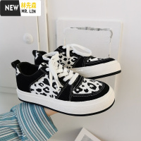 林先森鲁鲁蛋 原创小众豹纹帆布鞋女2021年新款春秋学生ins街拍潮鞋帆布鞋