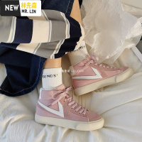 林先森鲁鲁蛋 复古港风高帮帆布鞋2021春季新品鞋子女ins潮学生百搭板鞋帆布鞋