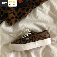 林先森 百搭豹纹女鞋复古港味2020新款帆布鞋韩版学生ins潮板鞋子帆布鞋