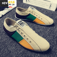 林先森春季男士休闲鞋韩版透气北京老布鞋社会潮鞋百搭懒人一脚蹬豆豆鞋休闲鞋