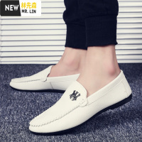林先森男士休闲鞋2021新款春季透气豆豆鞋男潮流韩版百搭一脚蹬懒人皮鞋休闲鞋