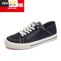 林先森帆布鞋男潮流透气韩版休闲百搭懒人一脚蹬两穿可踩脚板鞋潮鞋休闲鞋