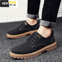林先森短靴男秋季英伦风工装鞋男士马丁靴百搭低帮男靴子大头皮鞋潮鞋子休闲鞋