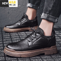 林先森低帮马丁靴男春季2021新款韩版潮流工装潮鞋英伦风百搭小皮鞋皮靴休闲鞋
