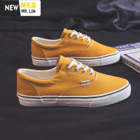 林先森帆布鞋男新款百搭港味情侣休闲鞋低帮平底板鞋子柔软透气球鞋休闲鞋