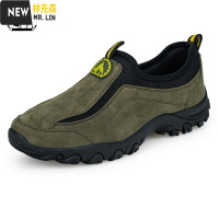 林先森春秋软底防滑男士中年运动休闲鞋一脚蹬无鞋带登山鞋老年人爸爸鞋休闲鞋