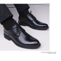 林先森黑色保安皮鞋男士学生商务正装韩版男鞋青年英伦内增高新郎休闲鞋休闲鞋