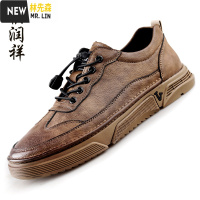 林先森润祥男鞋春季2021新款鞋子男士休闲皮鞋男潮鞋软底百搭黑色板鞋休闲鞋