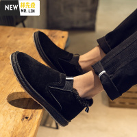 林先森冬季加绒雪地靴男保暖防滑东北低帮棉靴加厚一脚蹬韩版学生男棉鞋休闲鞋