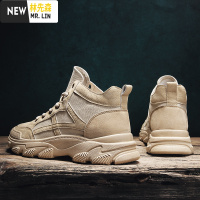 林先丁靴男高帮夏季透气中帮工装男鞋英伦风帆布靴子韩版潮百搭沙漠休闲鞋