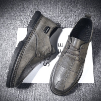 林先森2020新款牛筋底男鞋百搭潮流男士休闲系带豆豆皮鞋男冬季秋季潮鞋休闲鞋