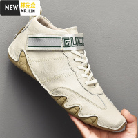 林先丁靴男高帮软底皮鞋开车男鞋2021春季新款皮大码46男士豆豆鞋休闲鞋