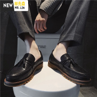 林先森春季流苏套脚乐福鞋百搭青年西装豆豆皮鞋男韩版英伦男鞋伴郎鞋潮休闲鞋