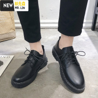 林先森春季英伦皮鞋休闲商务正装黑色小皮鞋男韩版潮流青年学生工作西装休闲鞋