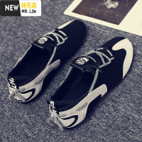 林先森男鞋夏季透气豆豆鞋男2020社会一脚蹬懒人休闲布鞋精小伙潮鞋子休闲鞋