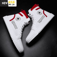 林先森男鞋春季潮鞋高帮ins板鞋男士运动鞋子潮牌街舞鞋网红高邦帆布鞋休闲鞋