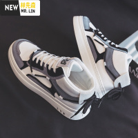林先森2021春季新款高帮运动板鞋韩版潮流男鞋百搭休闲帆布潮鞋小白布鞋休闲鞋