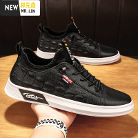 林先森黑色防水鞋男高帮皮面防滑厚底休闲皮鞋酒店后厨工作厨师男鞋潮鞋休闲鞋