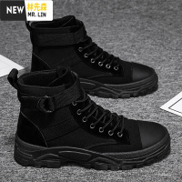 林先丁靴男高帮英伦风韩版工装鞋百搭秋季男靴子中帮冬季男鞋ins潮休闲鞋