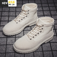 林先森新款马丁靴男潮鞋男鞋高帮英伦秋冬季加绒保暖棉鞋子男工装潮靴子休闲鞋