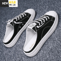 林先森夏季懒人半拖鞋男个性外穿无后跟凉拖鞋韩版潮流男士室外包头凉鞋拖鞋