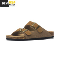林先森麦步伦平底防滑软木拖鞋男女同款沙滩户外家居一字磨砂皮夏ins潮拖鞋