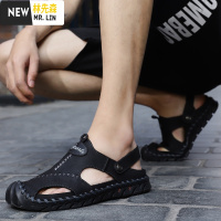 林先森男士凉鞋夏季皮休闲包头沙滩鞋男潮流时尚外穿爸爸两用凉拖鞋男拖鞋