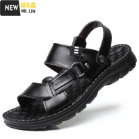 林先森男士凉鞋2021年新款潮流中老年人爸爸皮凉鞋男皮外穿两用凉拖鞋拖鞋