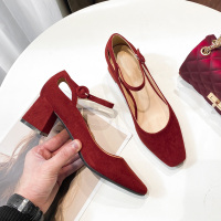林先森婚鞋秀禾婚纱两穿2021年新款新娘鞋红色中跟单鞋女粗跟敬酒高跟鞋休闲鞋