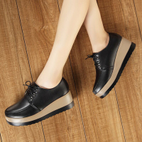 林先森2020春季学生松糕鞋厚底女单鞋坡跟鞋圆头平底鞋休闲鞋学院风女鞋休闲鞋