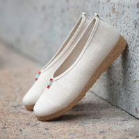 林先森春夏老北京布鞋棉麻平底汉服鞋民族风绣花女鞋茶艺师古风禅意单鞋休闲鞋