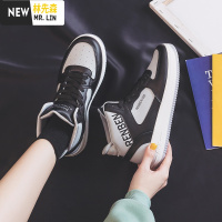 林先森高帮小白鞋女2021新款女鞋百搭学生平底影子灰运动鞋女ins潮休闲鞋