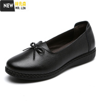 林先森春天平底中老年女鞋33小码34妈妈鞋单鞋皮防滑奶奶皮鞋41大码43休闲鞋