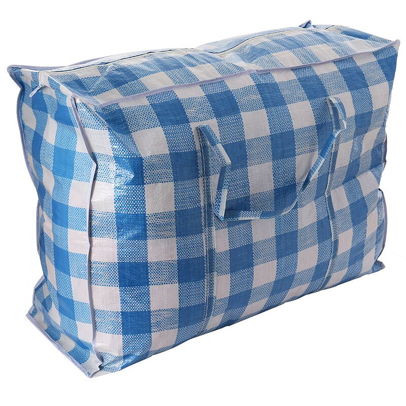 袋打包袋袋子蛇皮袋加大置物防水塑料加厚 80*30*60大格子蓝色加厚