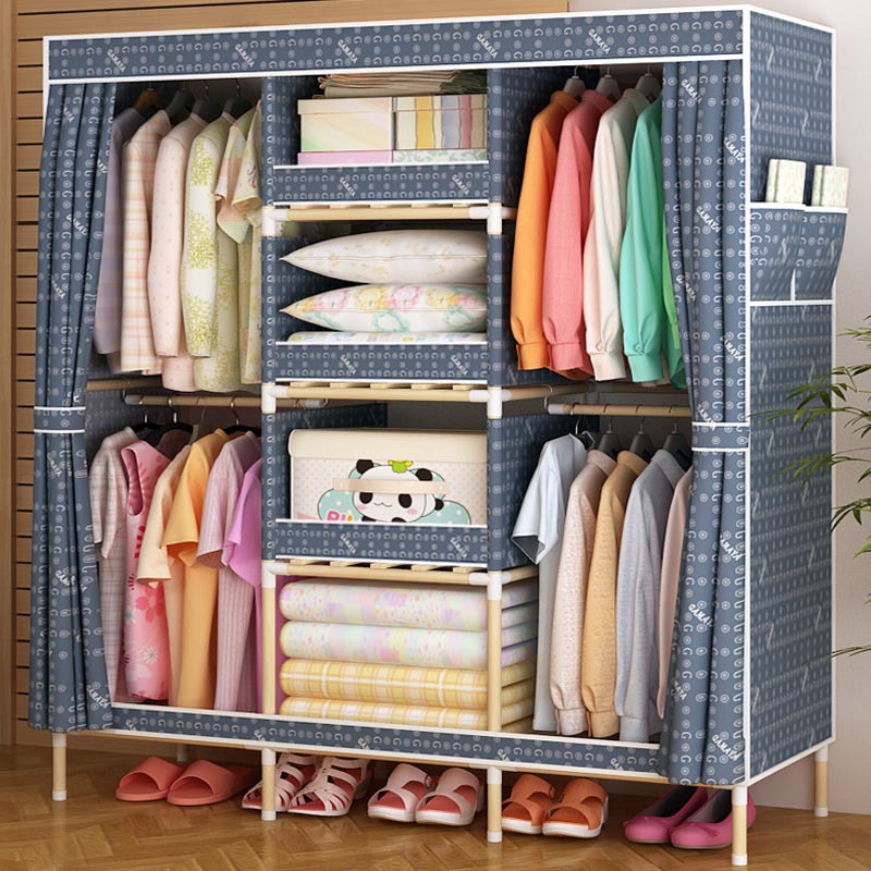 家时光 简易布衣柜双人易拼装组合衣柜每层带有防尘U槽收纳衣橱