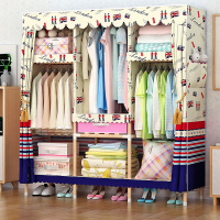家时光 简易实木布衣柜2米超大衣橱简约现代型牛津布衣柜储物柜