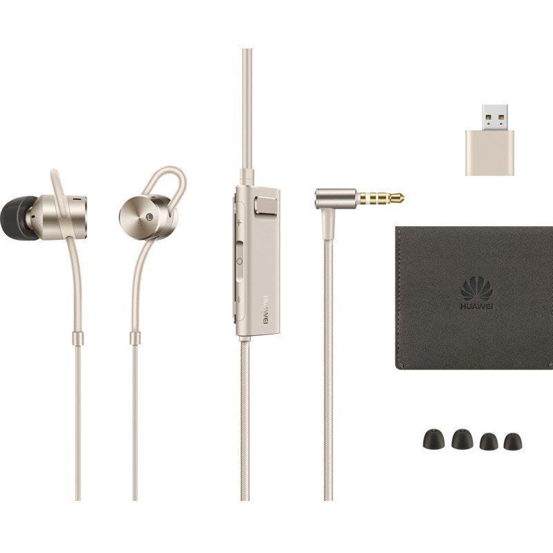 华为(HUAWEI) AM185 主动降噪耳机2代 通用型高端降噪耳机 入耳式 有线控 原装圈铁ios 手机耳机 香槟金图片