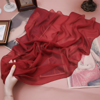 上海故事春秋百搭白色真丝围巾女夏季装饰薄款细窄长条小丝巾纱巾